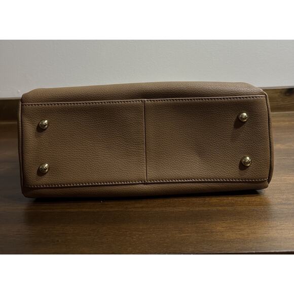 ORA DELPHINE SATCHEL PEBBLE LEATHER CAMEL TAN 12" X 7" SMALL Bag CLASSIC LUXURY - Picture 6 of 16